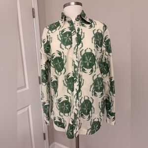 FARM Rio Green Crab Print Button-Up Shirt Size Medium LIKE NEW! Extremely RARE